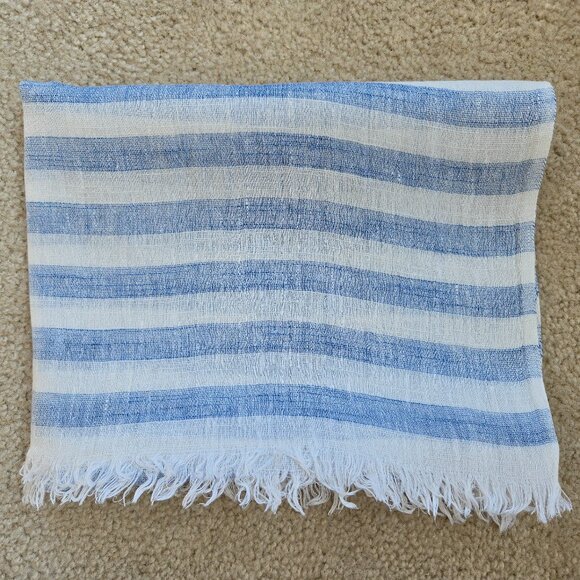 Club Monaco Accessories - Club Monaco Linen Stripe Scarf Blue & White
